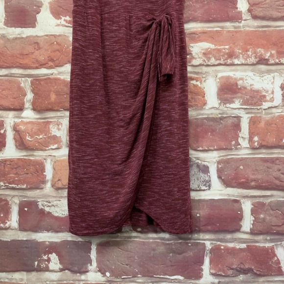 Anthropologie Maeve Women’s Burgundy Slubbed Tie Accent Dress - Picture 4 of 8